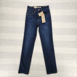 Levi's Women's 725 High Rise Straight 24 Jeans Size 24 Dark Wash Blue Denim